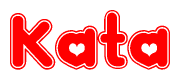 The image displays the word Kata written in a stylized red font with hearts inside the letters.