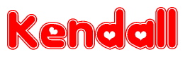 The image displays the word Kendall written in a stylized red font with hearts inside the letters.
