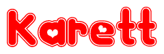The image displays the word Karett written in a stylized red font with hearts inside the letters.
