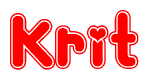 The image displays the word Krit written in a stylized red font with hearts inside the letters.