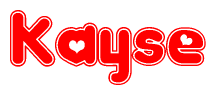  The image displays the word Kayse written in a stylized red font with hearts inside the letters. 