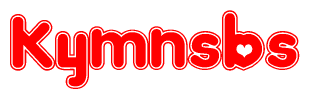 The image is a clipart featuring the word Kymnsbs written in a stylized font with a heart shape replacing inserted into the center of each letter. The color scheme of the text and hearts is red with a light outline.