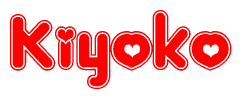 The image displays the word Kiyoko written in a stylized red font with hearts inside the letters.