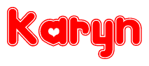 The image displays the word Karyn written in a stylized red font with hearts inside the letters.