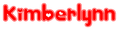 The image is a clipart featuring the word Kimberlynn written in a stylized font with a heart shape replacing inserted into the center of each letter. The color scheme of the text and hearts is red with a light outline.