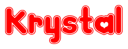 The image displays the word Krystal written in a stylized red font with hearts inside the letters.