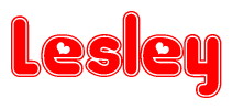 The image displays the word Lesley written in a stylized red font with hearts inside the letters.