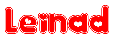 The image displays the word Leinad written in a stylized red font with hearts inside the letters.