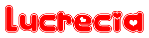 The image displays the word Lucrecia written in a stylized red font with hearts inside the letters.