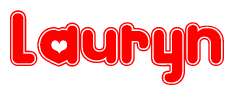 The image displays the word Lauryn written in a stylized red font with hearts inside the letters.