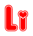 The image displays the word Li written in a stylized red font with hearts inside the letters.