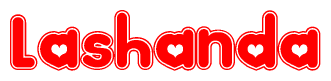 The image displays the word Lashanda written in a stylized red font with hearts inside the letters.