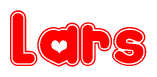   The image displays the word Lars written in a stylized red font with hearts inside the letters. 