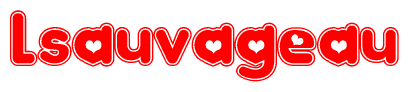 The image displays the word Lsauvageau written in a stylized red font with hearts inside the letters.