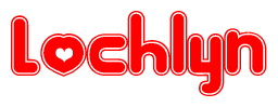 The image displays the word Lochlyn written in a stylized red font with hearts inside the letters.