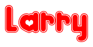 The image is a clipart featuring the word Larry written in a stylized font with a heart shape replacing inserted into the center of each letter. The color scheme of the text and hearts is red with a light outline.