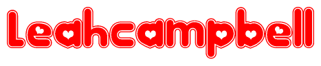 The image displays the word Leahcampbell written in a stylized red font with hearts inside the letters.