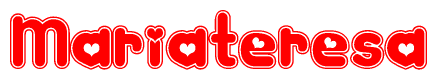 The image is a clipart featuring the word Mariateresa written in a stylized font with a heart shape replacing inserted into the center of each letter. The color scheme of the text and hearts is red with a light outline.