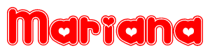 The image displays the word Mariana written in a stylized red font with hearts inside the letters.