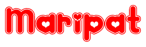 The image is a clipart featuring the word Maripat written in a stylized font with a heart shape replacing inserted into the center of each letter. The color scheme of the text and hearts is red with a light outline.