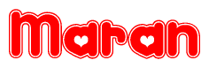 The image displays the word Maran written in a stylized red font with hearts inside the letters.