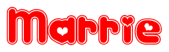 The image displays the word Marrie written in a stylized red font with hearts inside the letters.