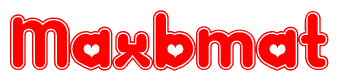The image displays the word Maxbmat written in a stylized red font with hearts inside the letters.