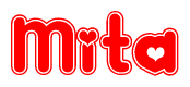   The image displays the word Mita written in a stylized red font with hearts inside the letters. 