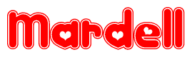 The image displays the word Mardell written in a stylized red font with hearts inside the letters.