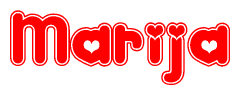 The image displays the word Marija written in a stylized red font with hearts inside the letters.