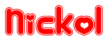 The image displays the word Nickol written in a stylized red font with hearts inside the letters.