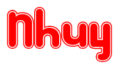 The image displays the word Nhuy written in a stylized red font with hearts inside the letters.