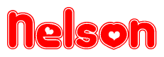The image displays the word Nelson written in a stylized red font with hearts inside the letters.