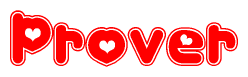 The image displays the word Prover written in a stylized red font with hearts inside the letters.