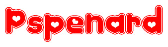 The image displays the word Pspenard written in a stylized red font with hearts inside the letters.