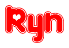 The image displays the word Ryn written in a stylized red font with hearts inside the letters.