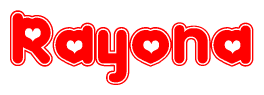   The image displays the word Rayona written in a stylized red font with hearts inside the letters. 