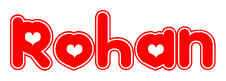 The image displays the word Rohan written in a stylized red font with hearts inside the letters.