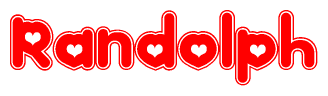 The image displays the word Randolph written in a stylized red font with hearts inside the letters.