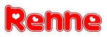 The image displays the word Renne written in a stylized red font with hearts inside the letters.