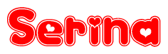 The image displays the word Serina written in a stylized red font with hearts inside the letters.