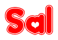 The image is a clipart featuring the word Sal written in a stylized font with a heart shape replacing inserted into the center of each letter. The color scheme of the text and hearts is red with a light outline.