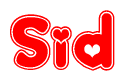 The image displays the word Sid written in a stylized red font with hearts inside the letters.