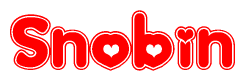 The image displays the word Snobin written in a stylized red font with hearts inside the letters.