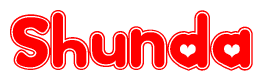 The image displays the word Shunda written in a stylized red font with hearts inside the letters.