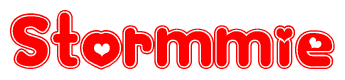 The image displays the word Stormmie written in a stylized red font with hearts inside the letters.