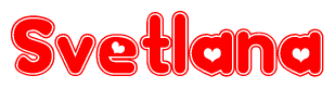 The image displays the word Svetlana written in a stylized red font with hearts inside the letters.