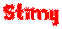 The image is a clipart featuring the word Stimy written in a stylized font with a heart shape replacing inserted into the center of each letter. The color scheme of the text and hearts is red with a light outline.