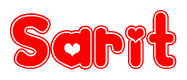 The image is a clipart featuring the word Sarit written in a stylized font with a heart shape replacing inserted into the center of each letter. The color scheme of the text and hearts is red with a light outline.