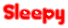 The image displays the word Sleepy written in a stylized red font with hearts inside the letters.